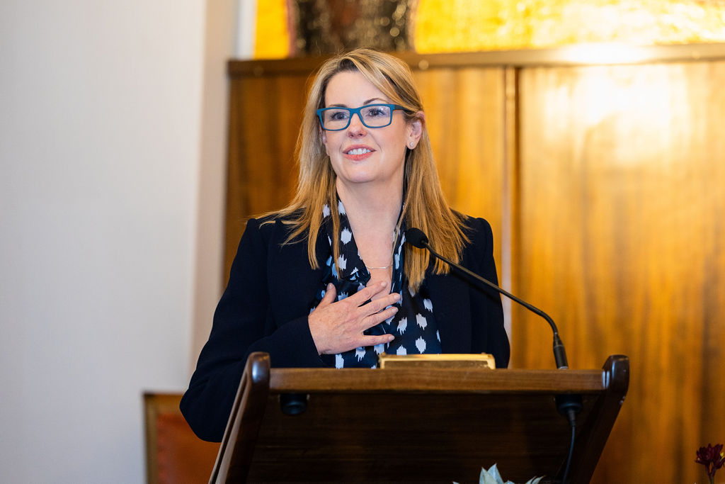 Professor Rebekah Brown speaking at the event