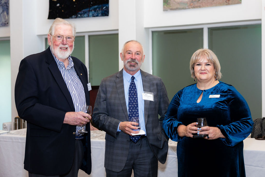 Honorary Associate Professor David Stanton, Chancellor Dr Gordon de Brouwer AO PSM FIPAA, and Professor Janine O’Flynn
