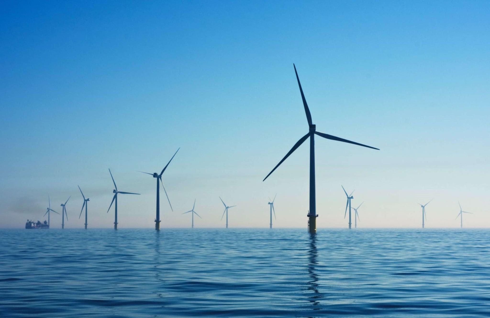 Wind turbines in ocean