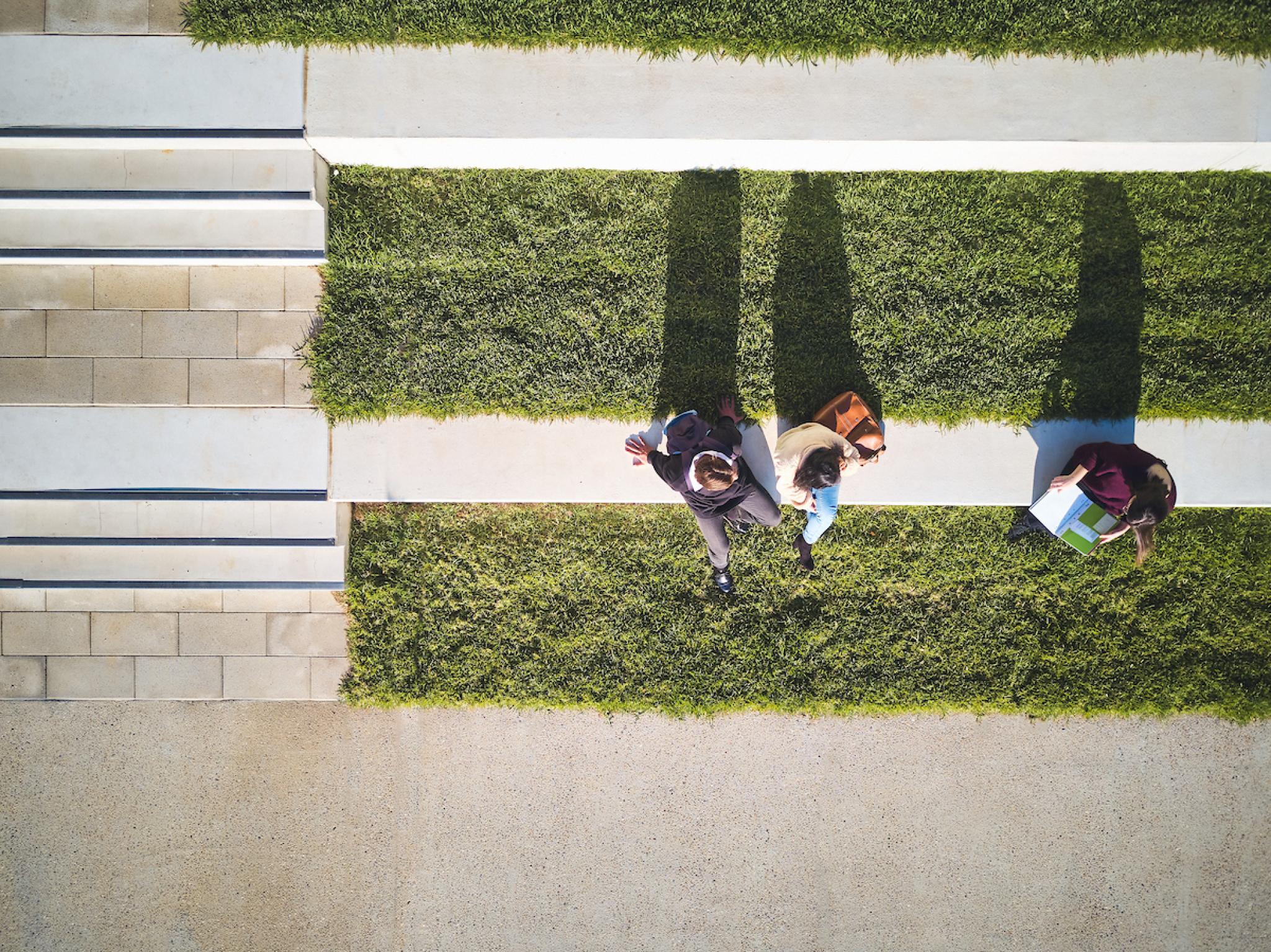 overhead view of students sitting