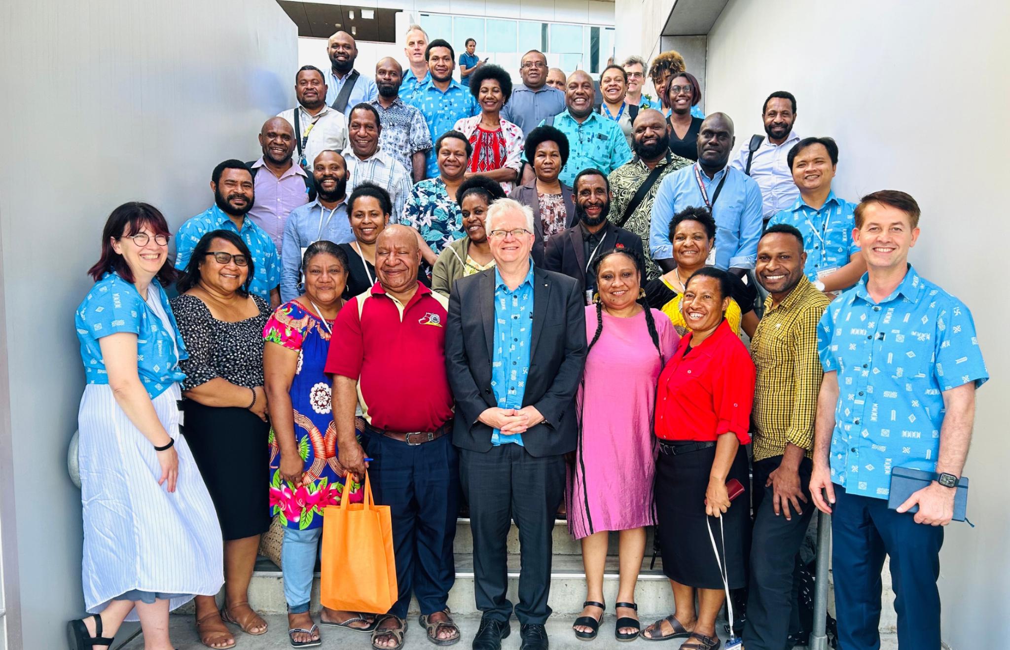 ANU Vice Chancellor Brian Schmidt with UPNG staff, 2023