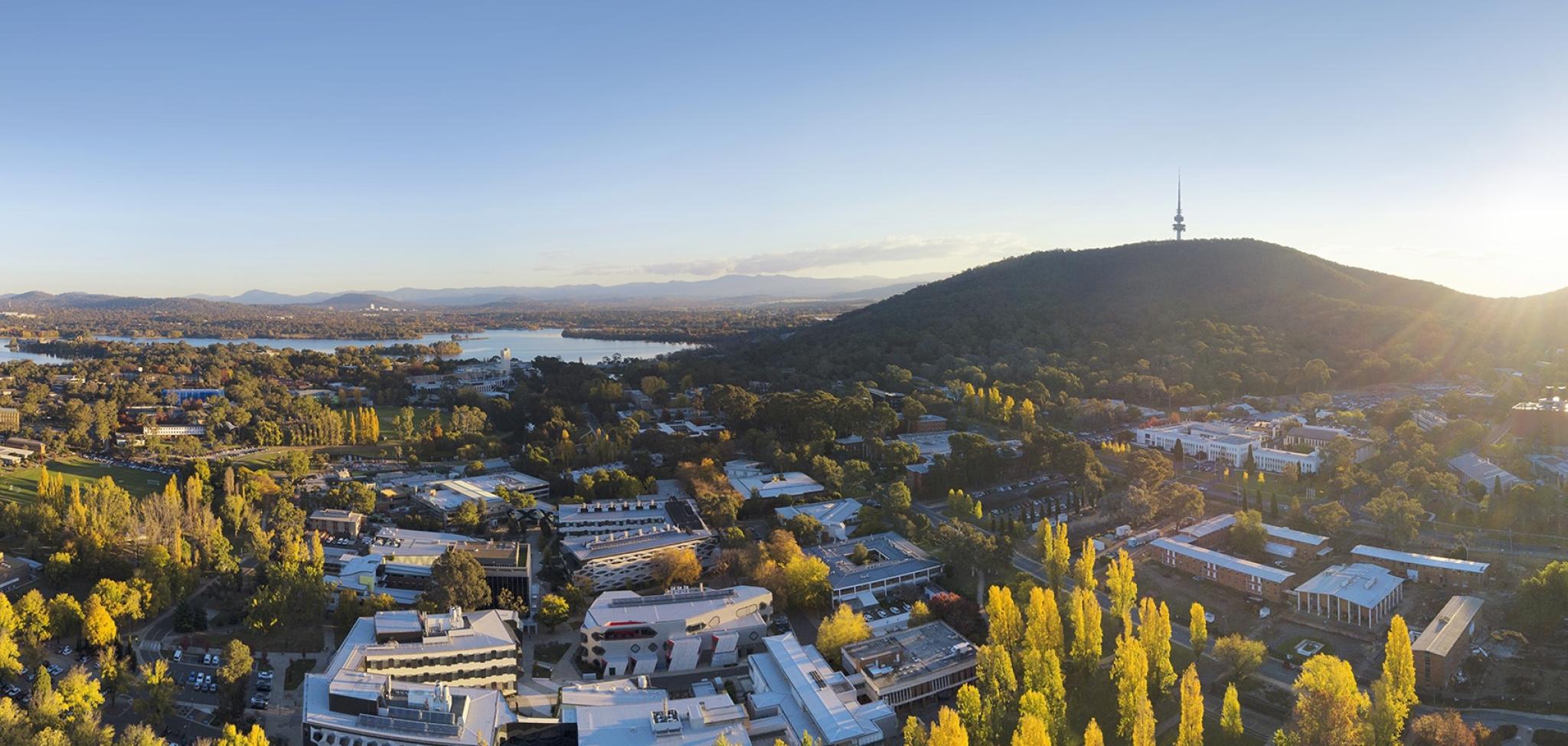 View of ANU's campus with Black Mountain in the background