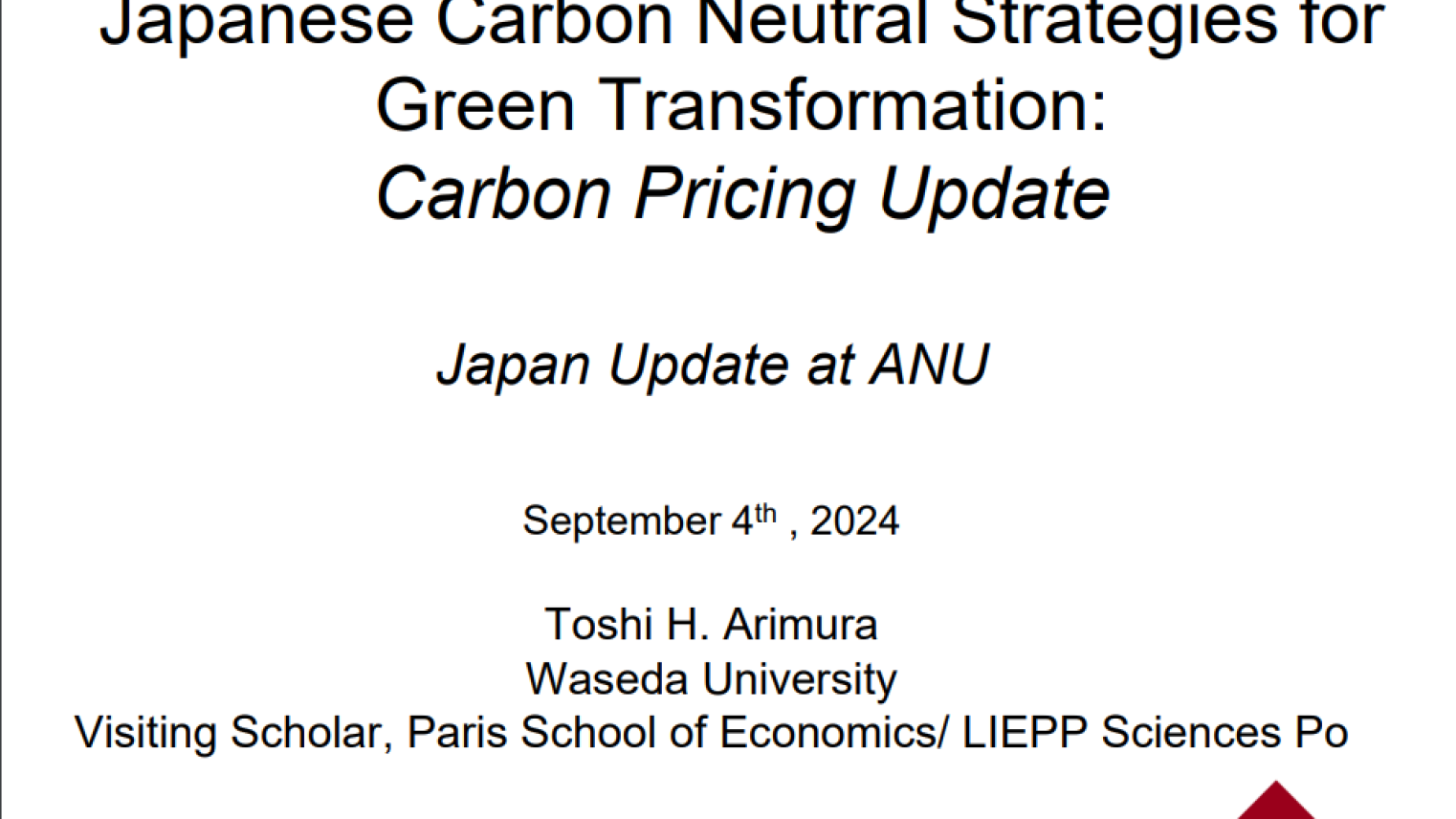 Toshi Arimura presentation slides